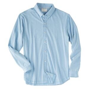 Linksoul Rambler Shirt Men's Long Sleeve Golf Polo Soft Cotton Casual Blue Large